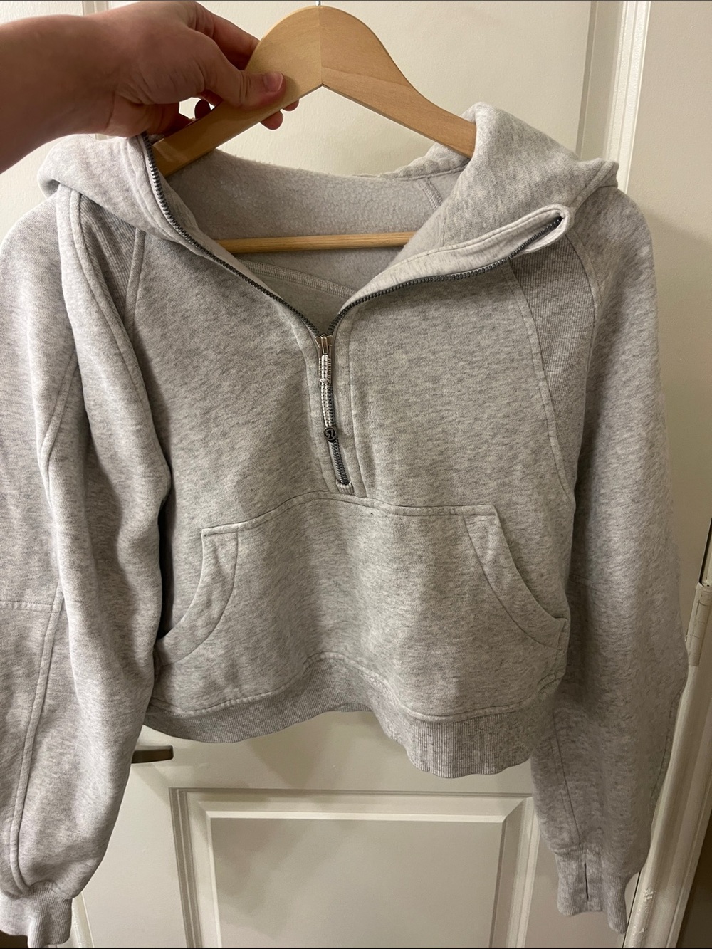 lululemon athletica Light Gray Half-Zip Hoodie Sweatshirt - Women